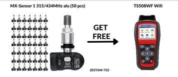 Датчик тиску TPMS MX-Sensor 315/433 MHz (з ал. вентилем) 50шт + Програматор Autel TPMS TS508WF ZESTAW-722WF фото